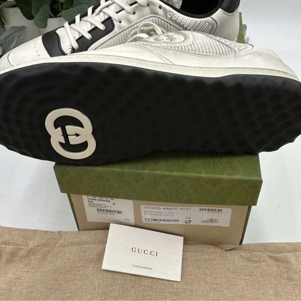 Men’s Gucci Mac 80 distressed, leather sneakers size 12 made in Italy
